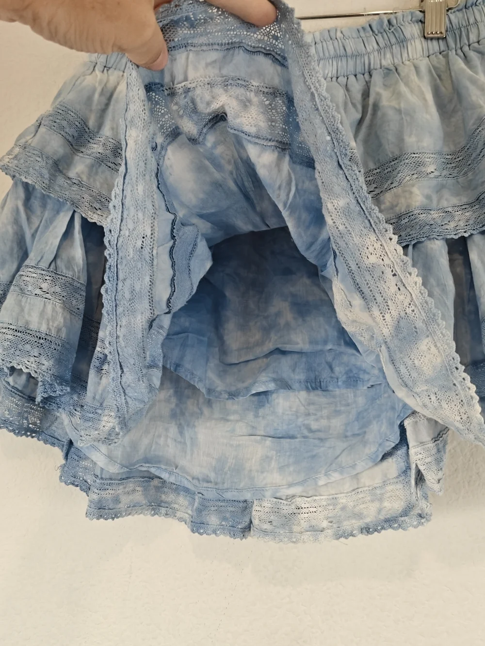 LoveShackFancy Pacific Indigo Hand-Dye Ruffle Mini Skirt Cottagecore Boho Tiered